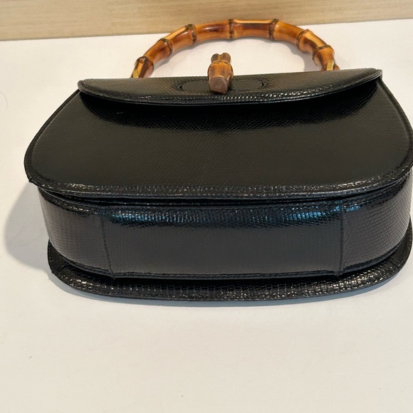 Rare Gucci Small Lizard Bamboo Top Handle Bag - Picture 4 of 13